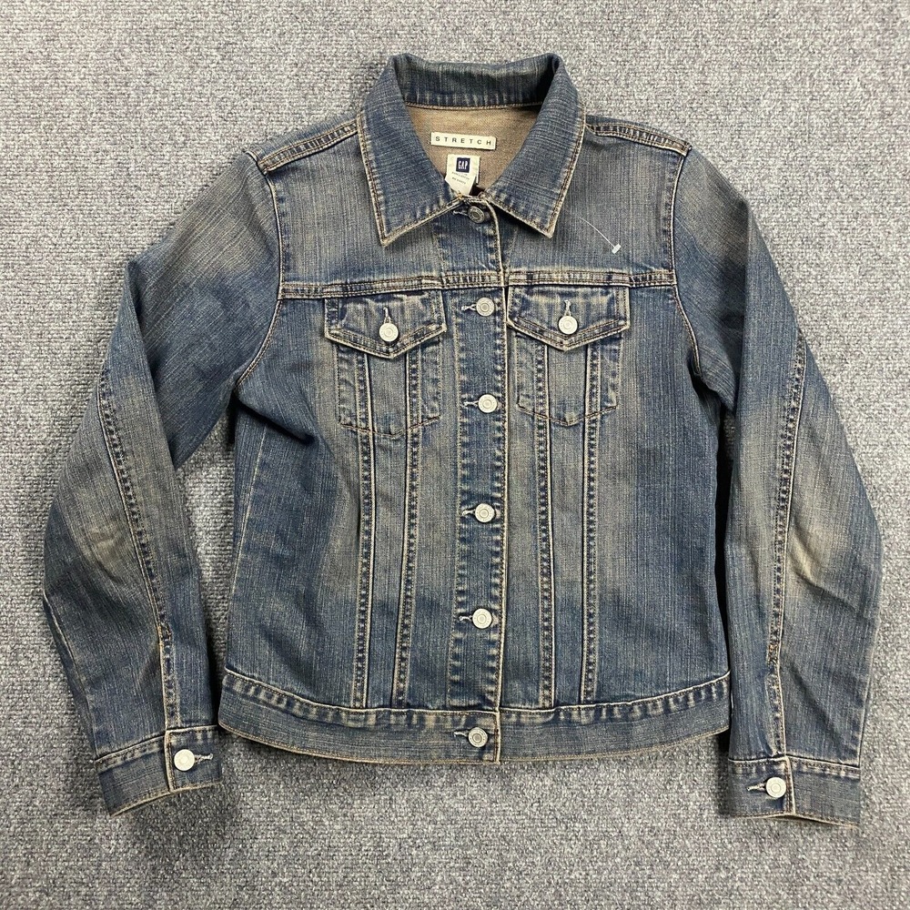 Vintage Gap Denim Jacket Womens Medium Acid Wash Pockets Stretch Y2K‎ Trucker